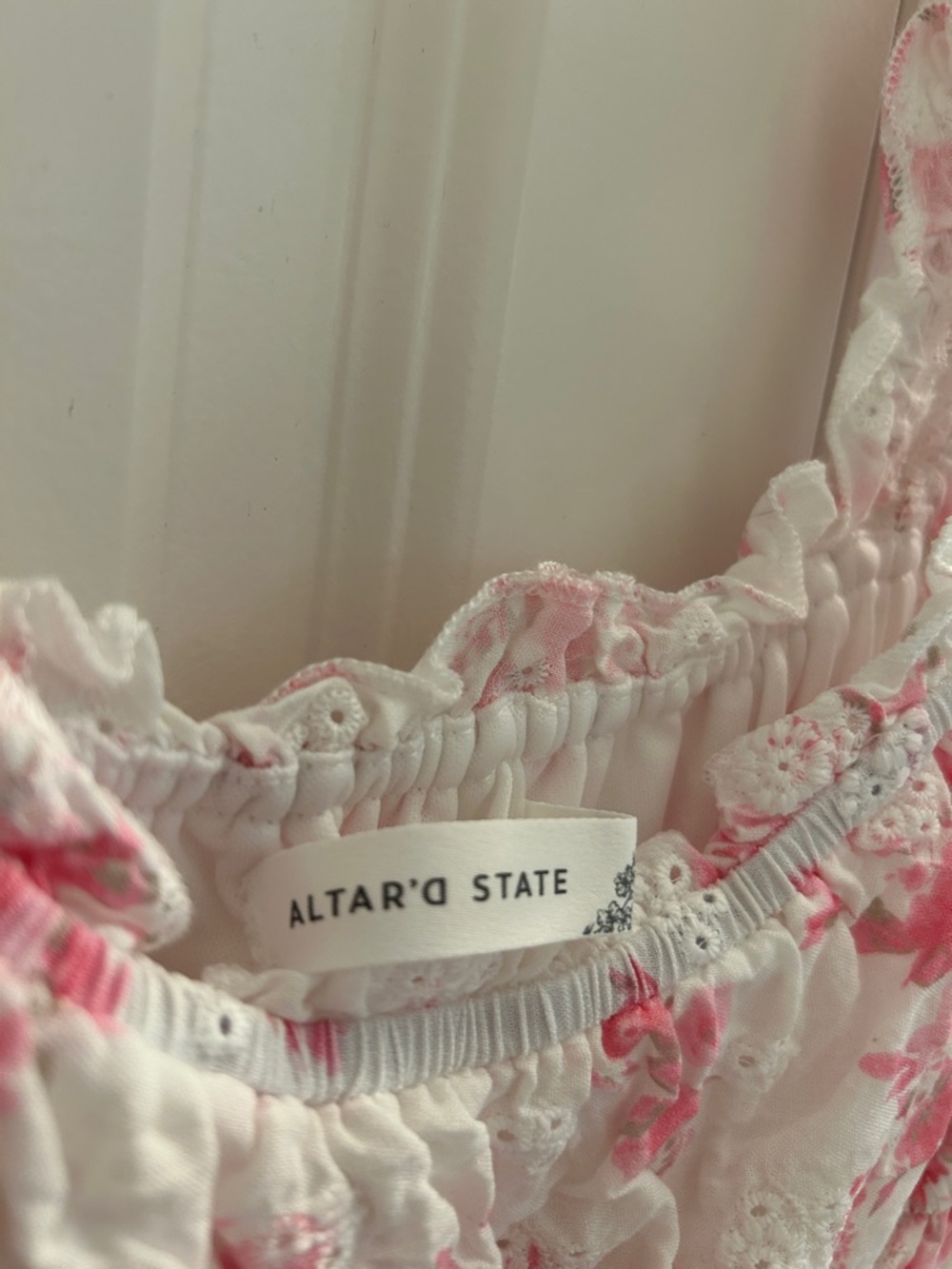 Altar’d State White Floral Sundress with Pink Rose Print - Picture 3 of 5